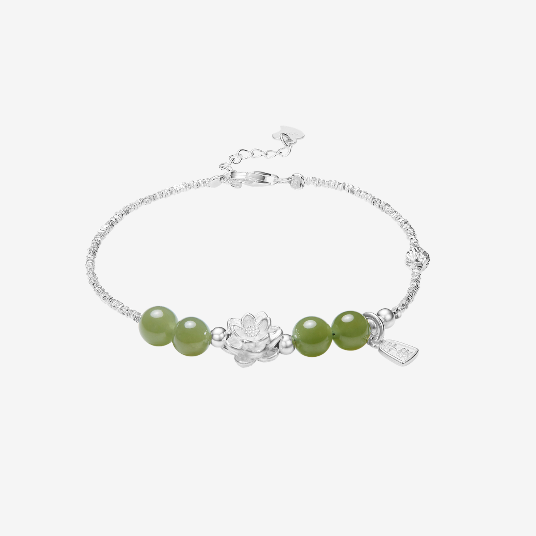 The Radiant Bloom - Hehua Hetian Jade Bracelet