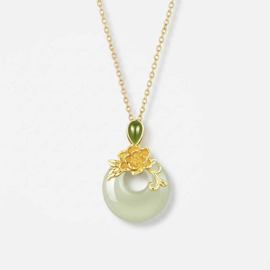 The Regal Bloom - Mudan Hetian Jade Necklace