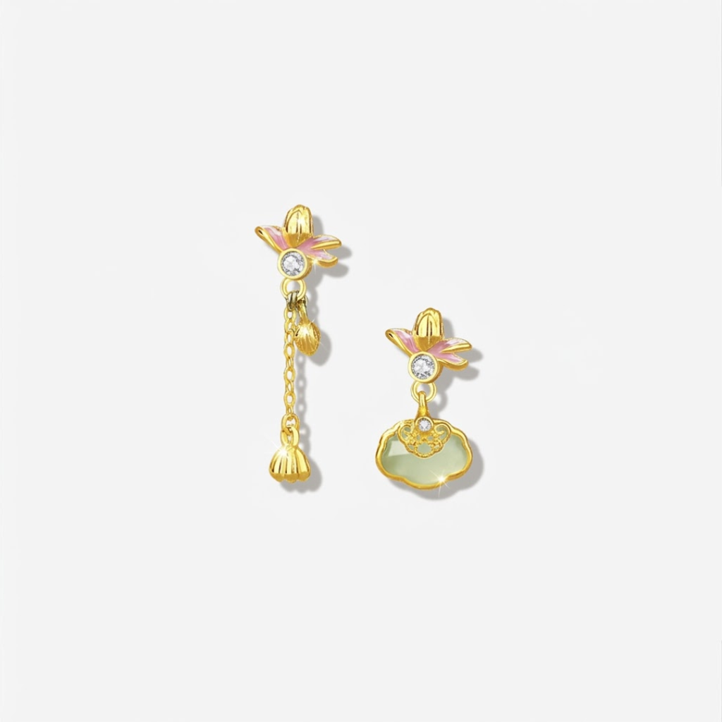 The Blooming Wish - Qinglian Hetian Jade Earrings
