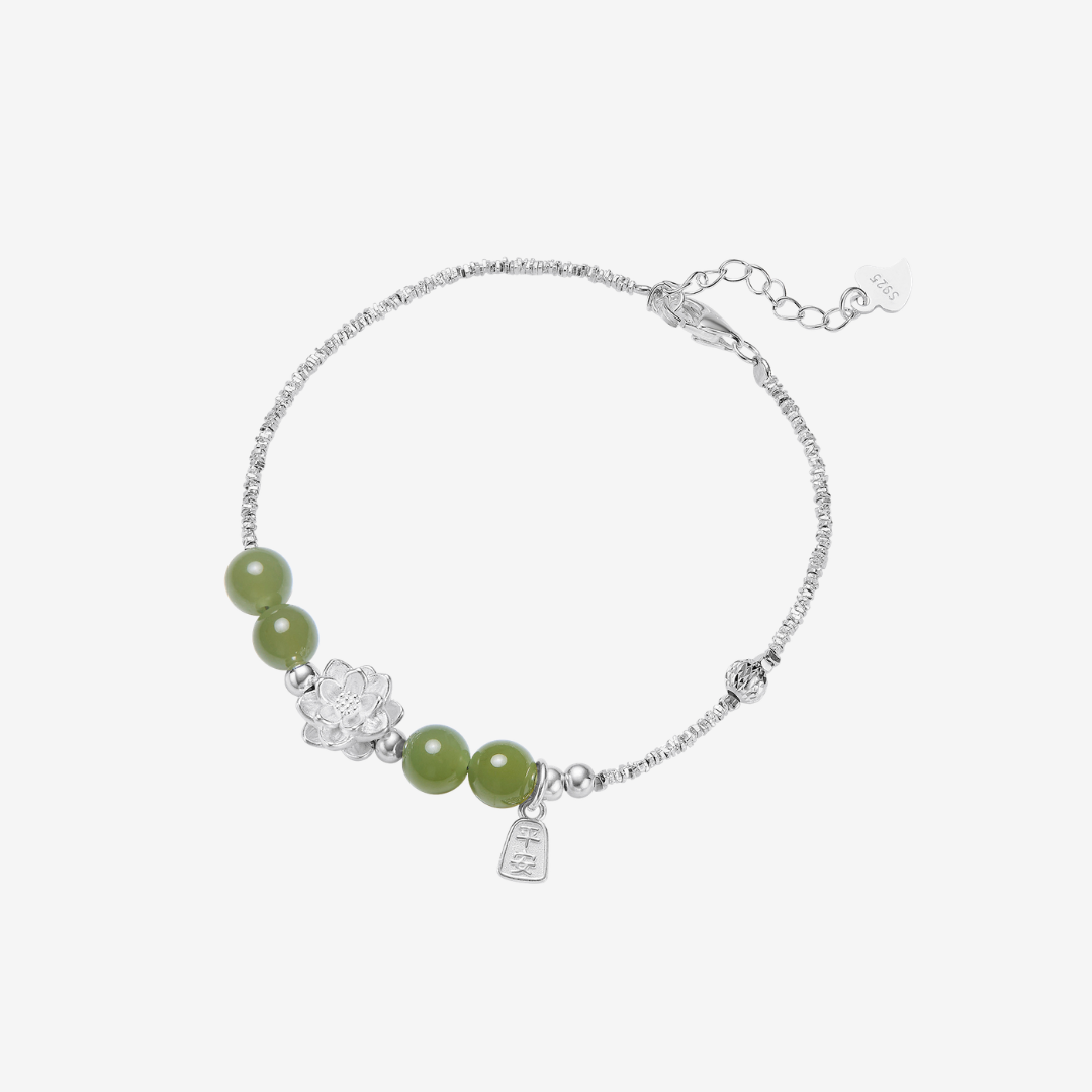 The Radiant Bloom - Hehua Hetian Jade Bracelet