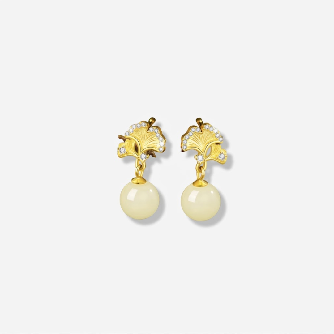 The Golden Turn - Qiuye Hetian Jade Earrings