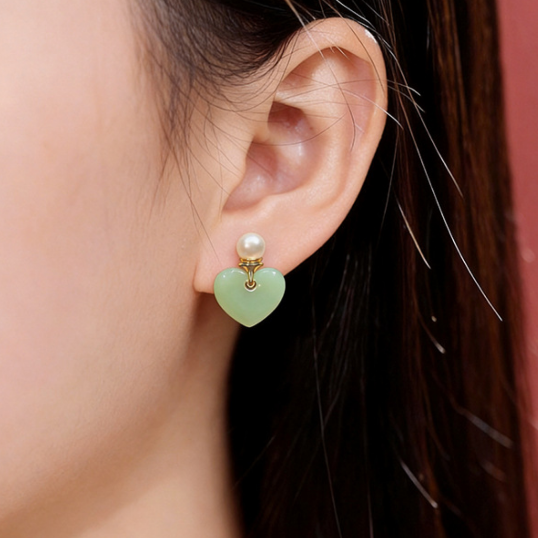 The Yielding Strength - Rouxin Hetian Jade Earrings