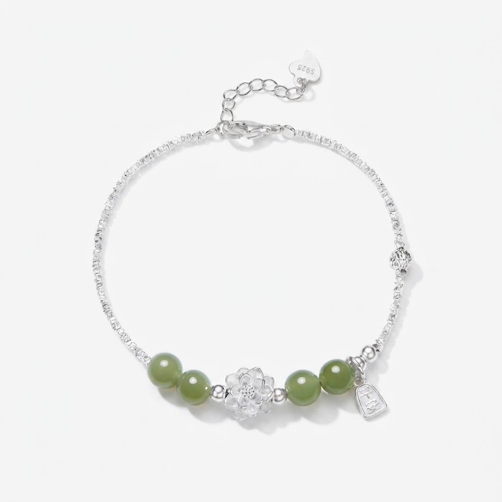 The Radiant Bloom - Hehua Hetian Jade Bracelet