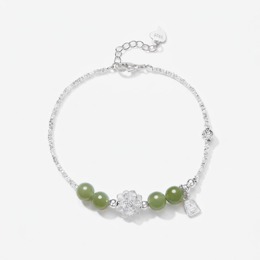 The Radiant Bloom - Hehua Hetian Jade Bracelet
