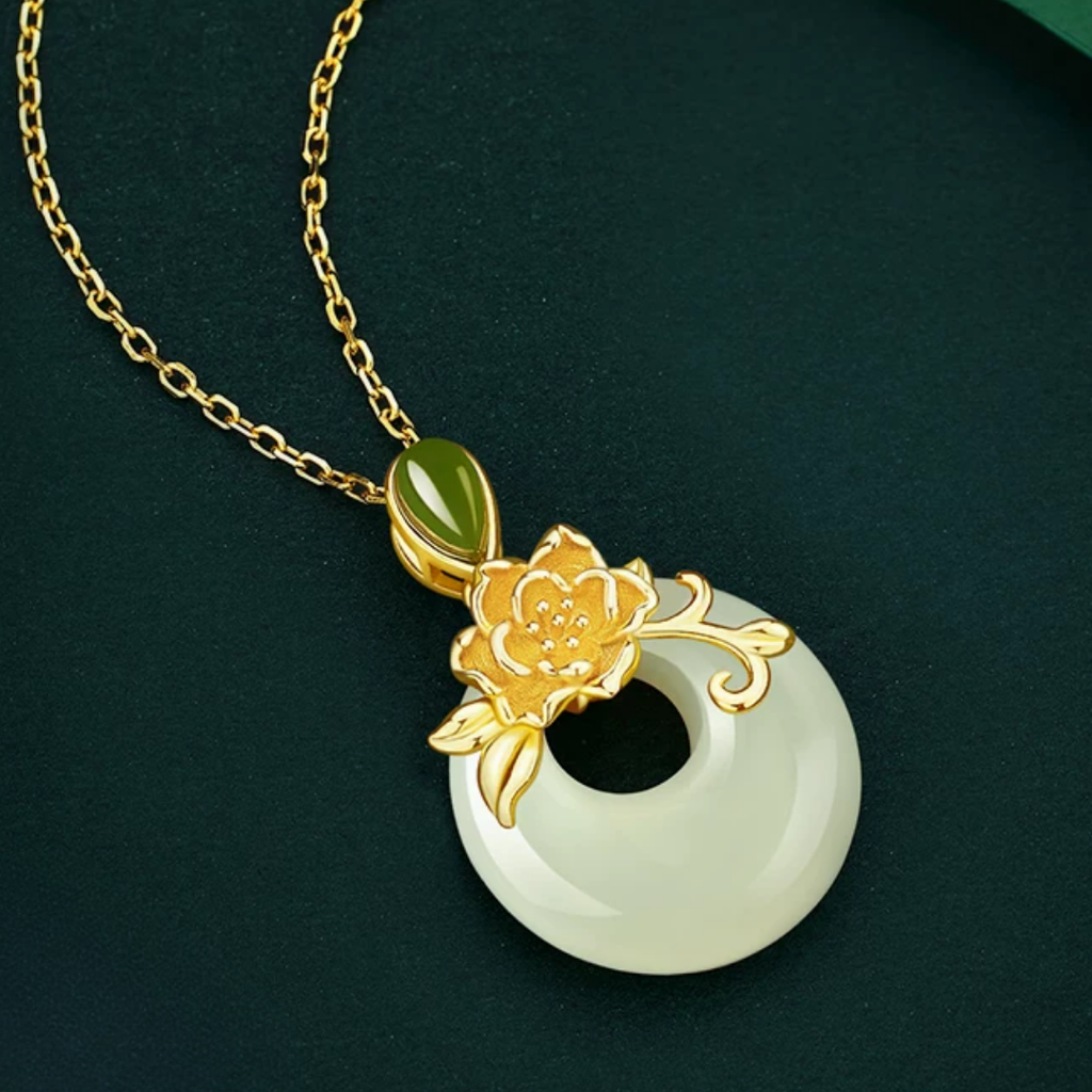The Regal Bloom - Mudan Hetian Jade Necklace