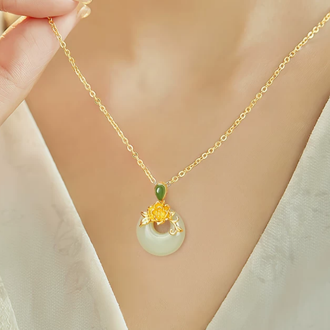 The Regal Bloom - Mudan Hetian Jade Necklace