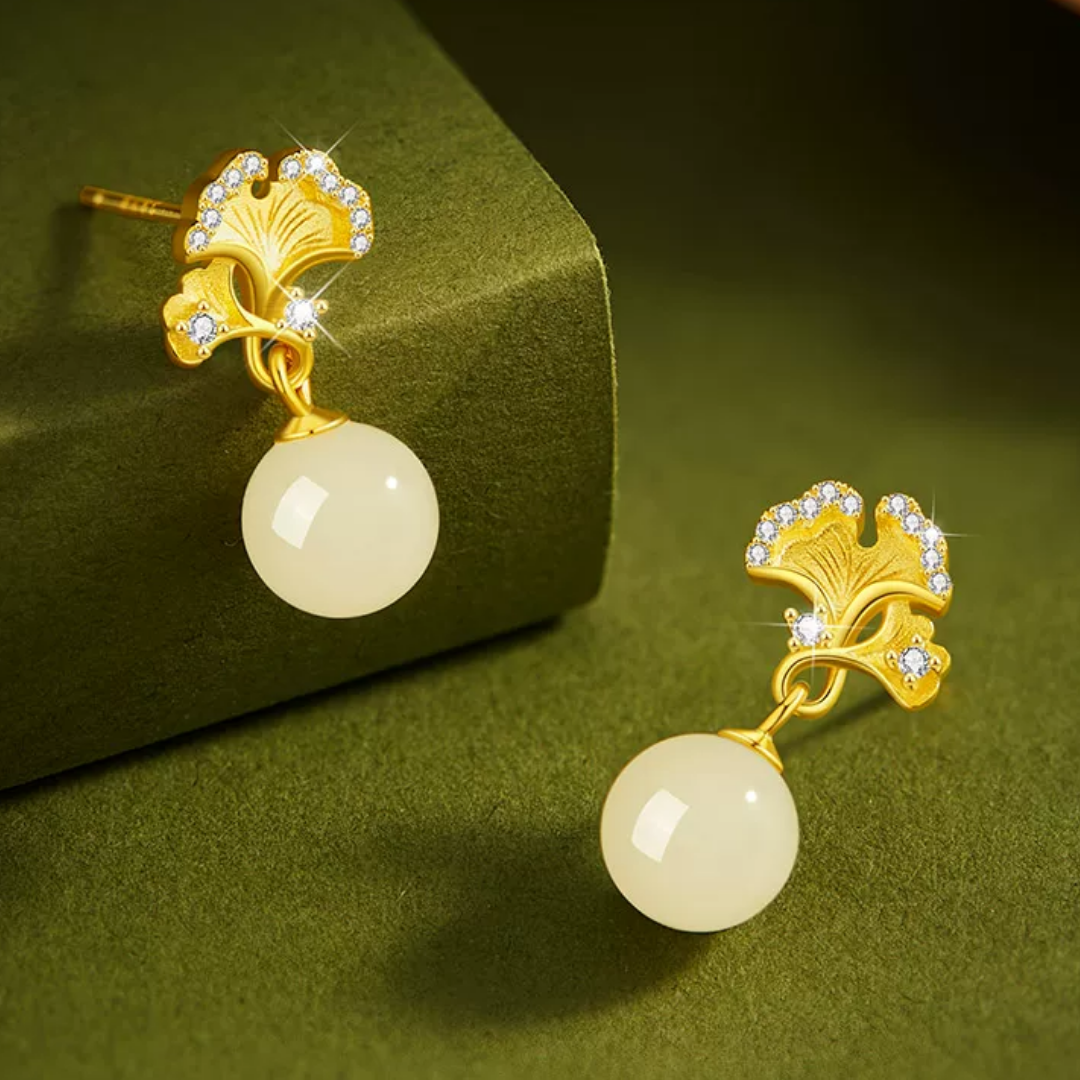 The Golden Turn - Qiuye Hetian Jade Earrings
