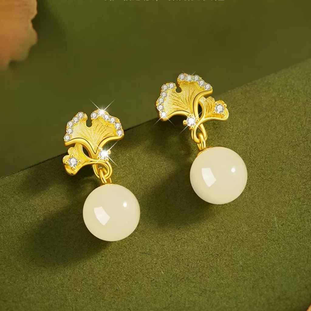 The Golden Turn - Qiuye Hetian Jade Earrings