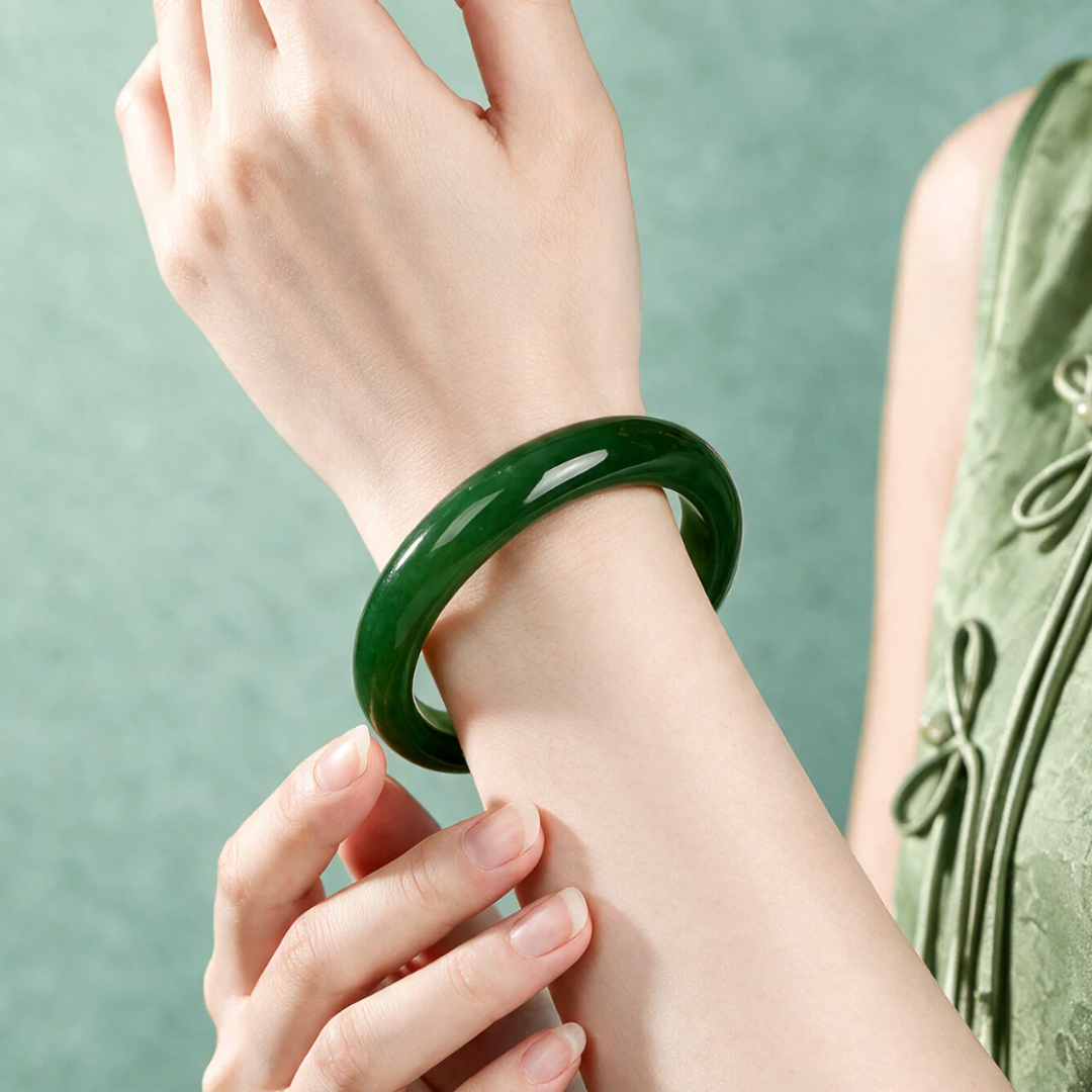 The Quiet Depth - Anning Hetian Jade Bangle