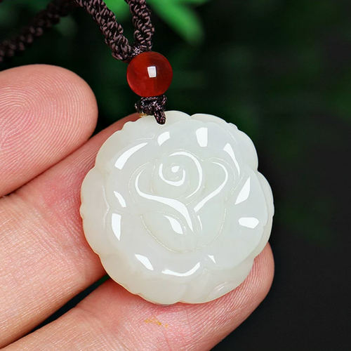 The Carved Rose - Meigui Hetian Jade Necklace