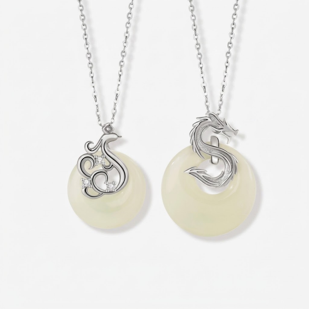 The Paired Force - Longfeng Hetian Jade Necklace