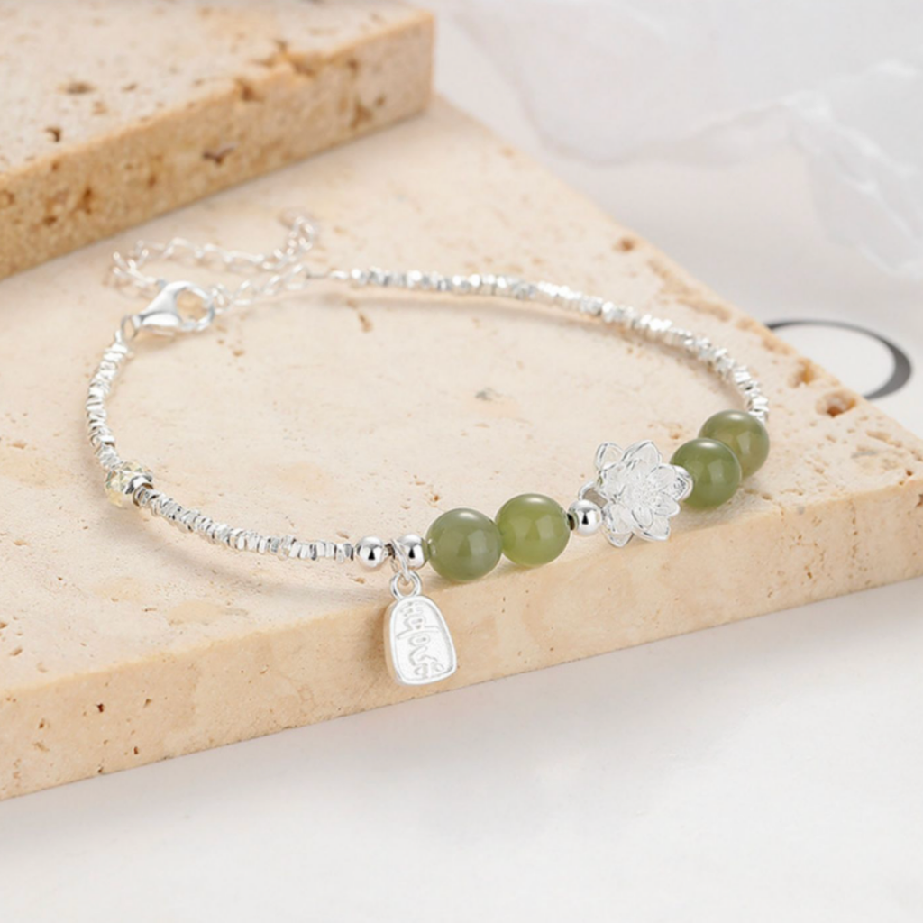 The Radiant Bloom - Hehua Hetian Jade Bracelet