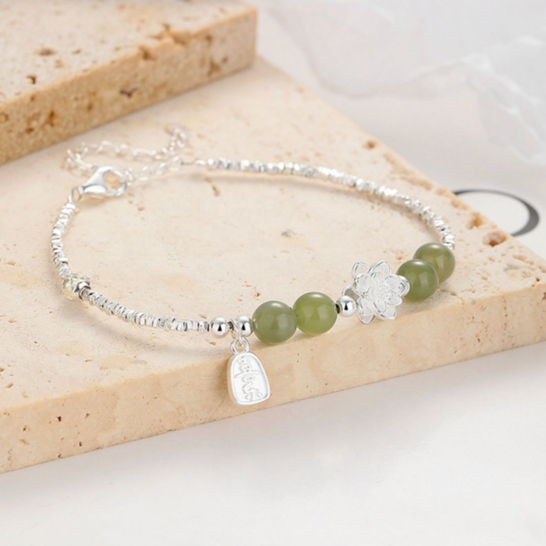 The Radiant Bloom - Hehua Hetian Jade Bracelet