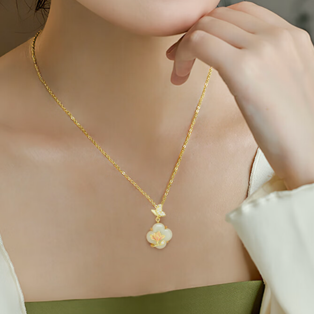 The First Bloom - Yulan Hetian Jade Necklace