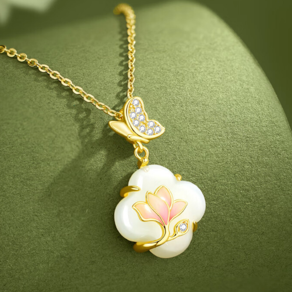 The First Bloom - Yulan Hetian Jade Necklace