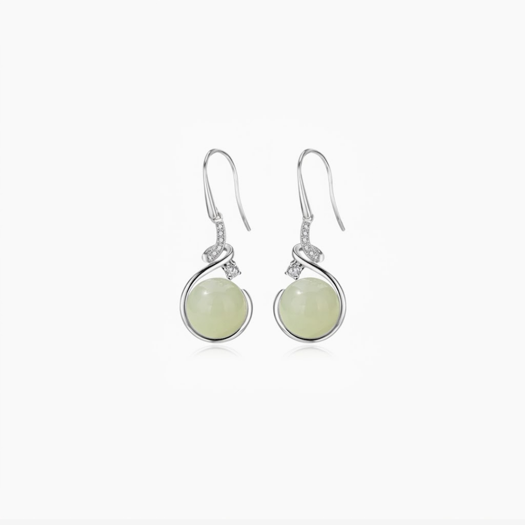 The Held Droplet - Qingying Hetian Jade Earrings