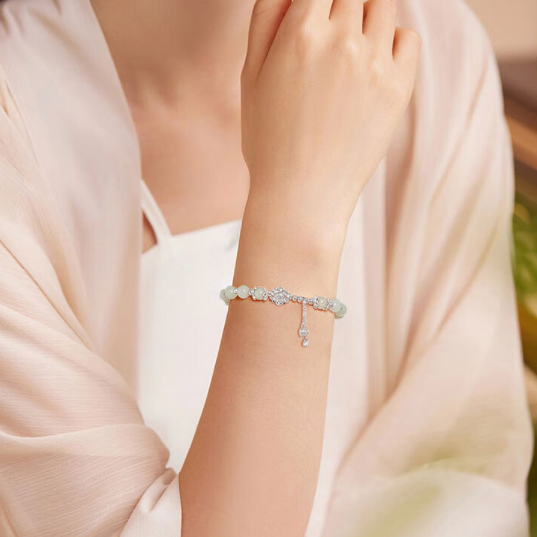 The Sacred Bloom - Lianxin Hetian Jade Bracelet