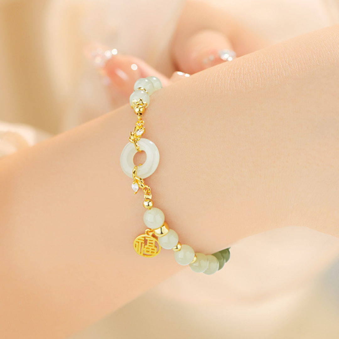 The Flourishing Path - Fuyun Hetian Jade Bracelet