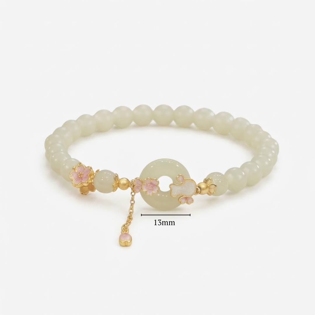 The Brief Bloom - Yinghua Hetian Jade Bracelet