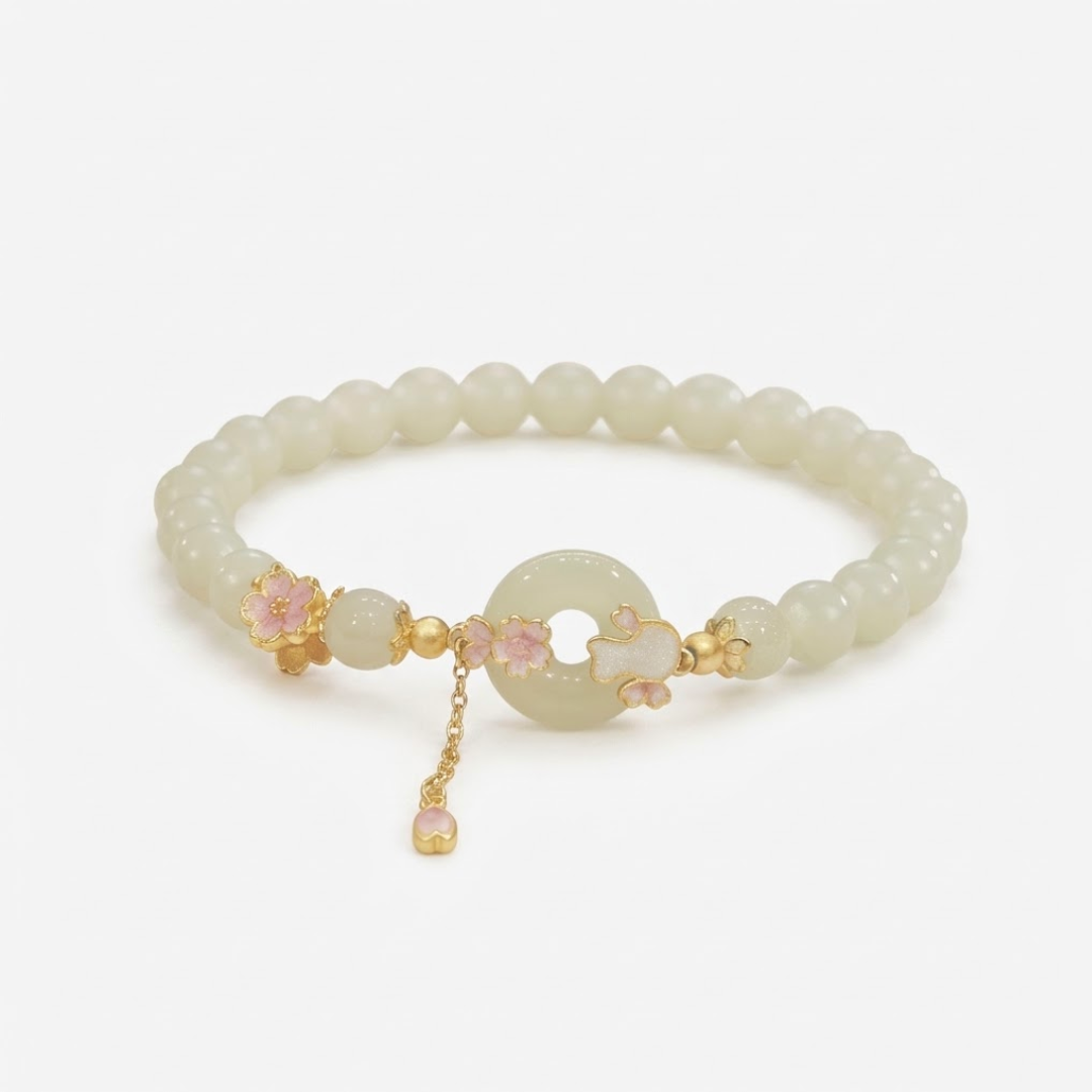 The Brief Bloom - Yinghua Hetian Jade Bracelet